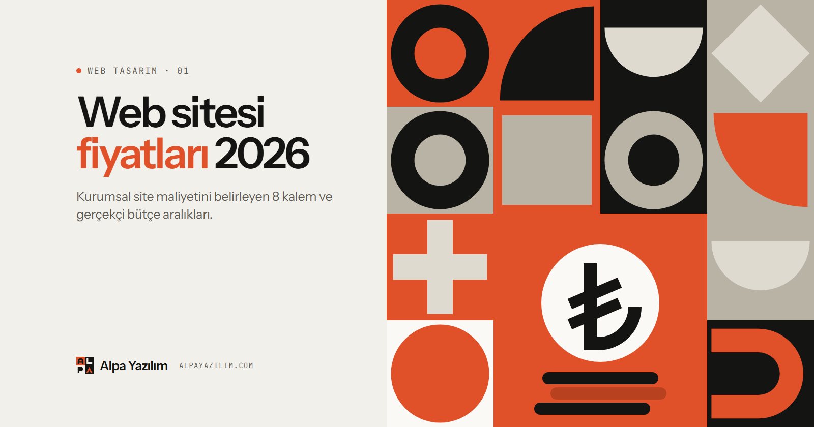 Web sitesi fiyatları 2026 yazısı için lira simgeli geometrik kapak görseli